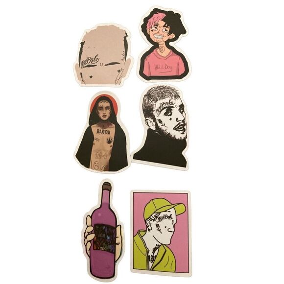 Lil Peep Lot of 6 Stickers Decals Punk Goth Boi Grunge GBC Crybaby - Picture 1 of 1